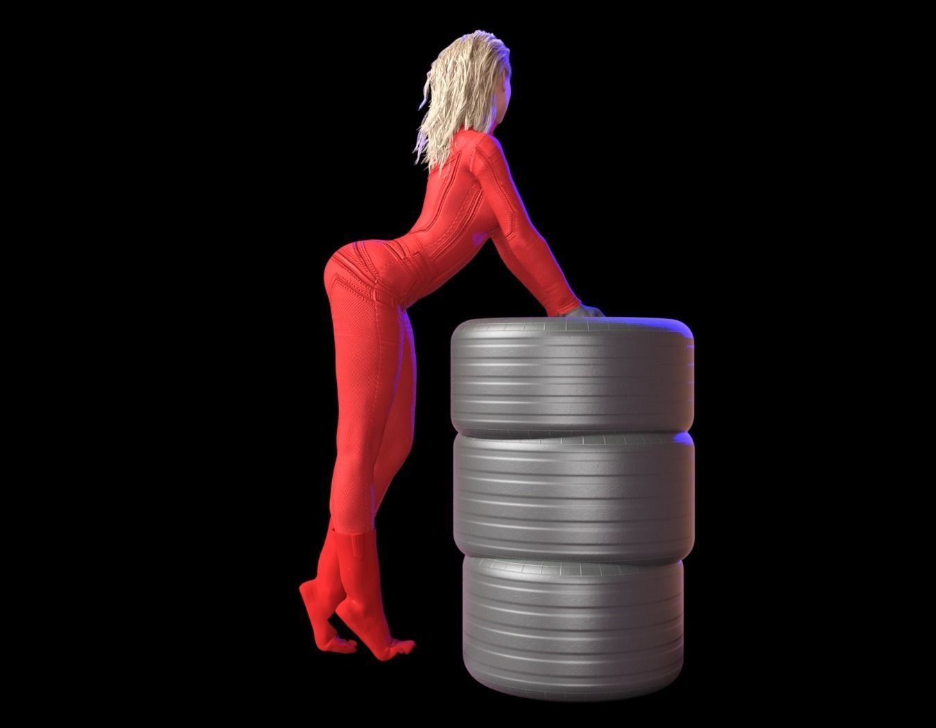 Formula one RACE GIRL PITSTOP RED MONZA 3D print model_5