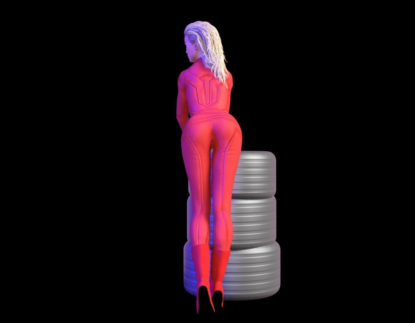 Formula one RACE GIRL PITSTOP RED MONZA 3D print model_3