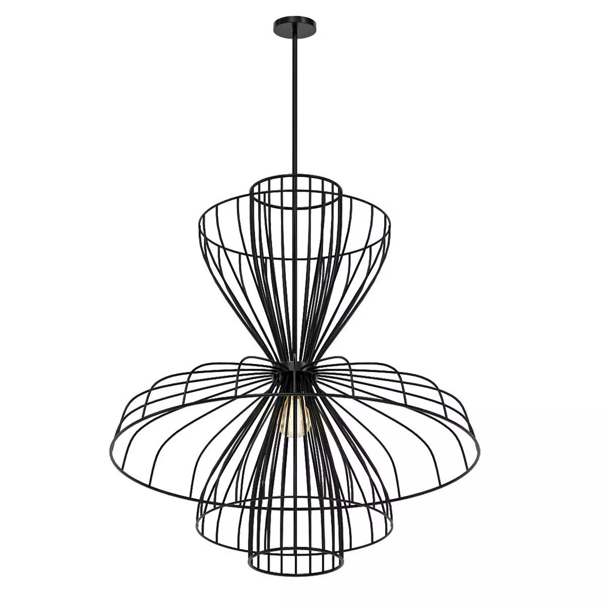 PARACHUTE pendant light with wire frame 3D model_0