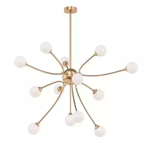 VIGNETTE modern chandelier in brass with glass balls