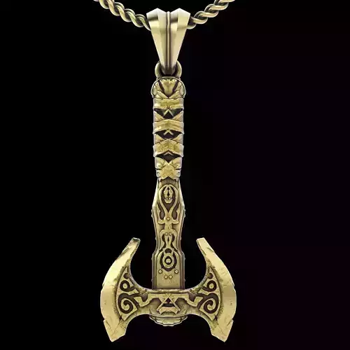 Battle axe  pendant  gold   printable jewelry 3D model 3D print model