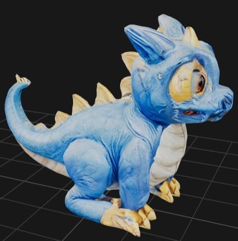 Blue Dragon with Big eyes 3D model_3