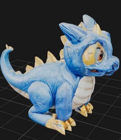 Blue Dragon with Big eyes 3D model_1