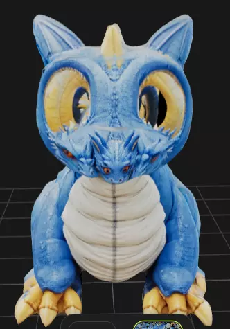 Blue Dragon with Big eyes 3D model_0