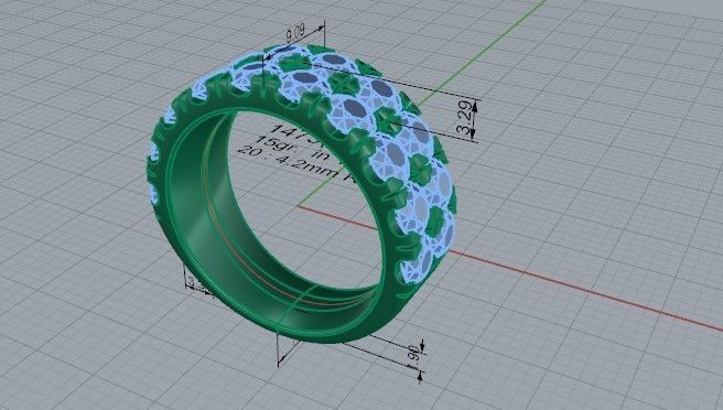 2-Row Brilliants ring 1473 3D print model 3D print model_5