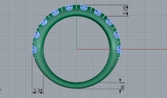 2-Row Brilliants ring 1473 3D print model 3D print model_6