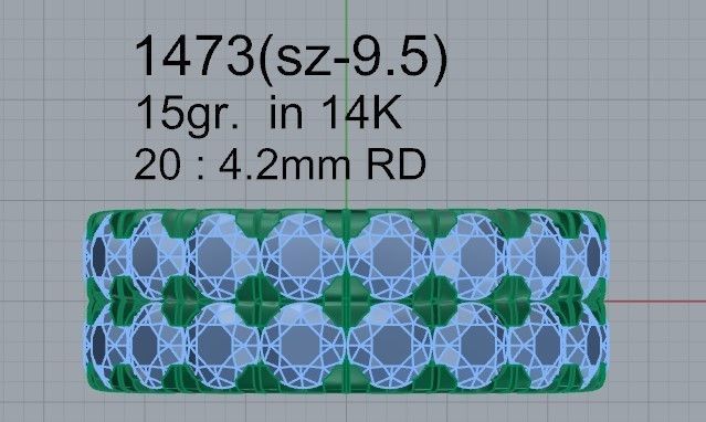 2-Row Brilliants ring 1473 3D print model 3D print model_4