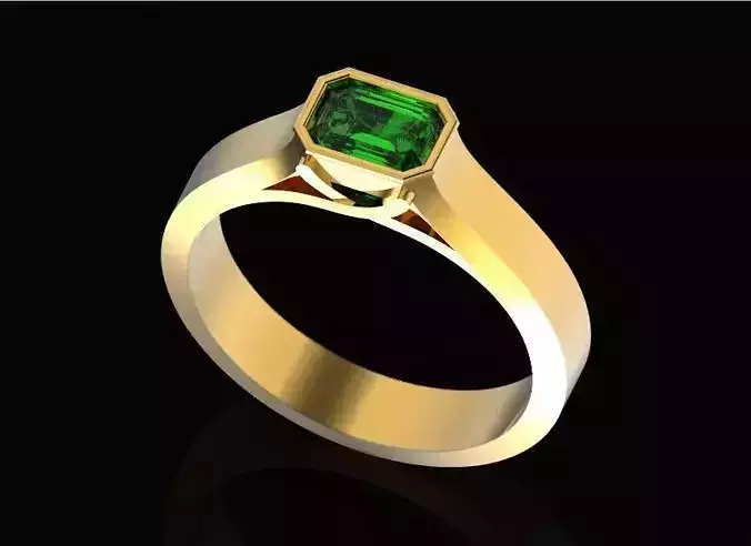 man classic signet with diamond emerald 512