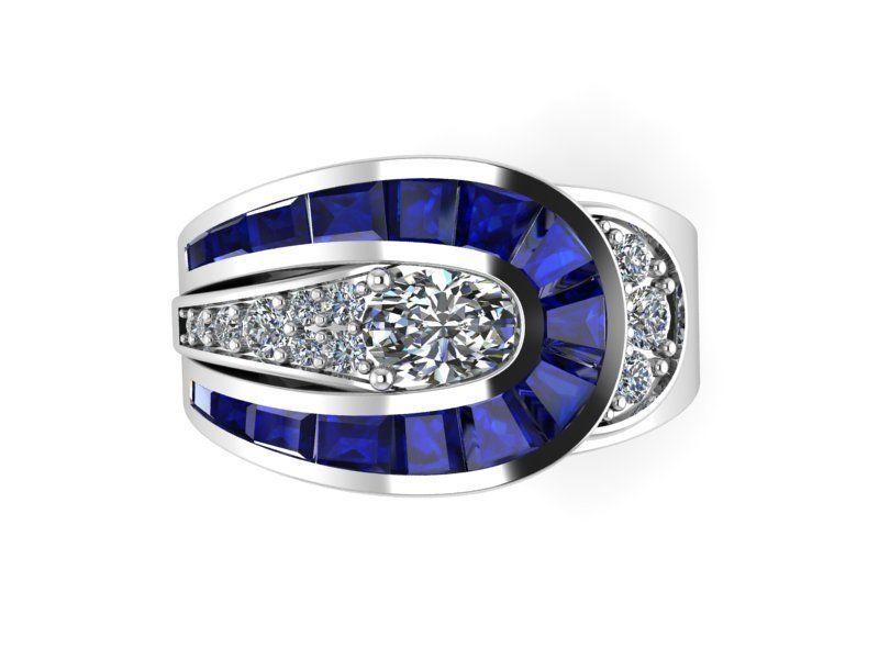 Halo ring oval stone 1475 3D print model 3D print model_4