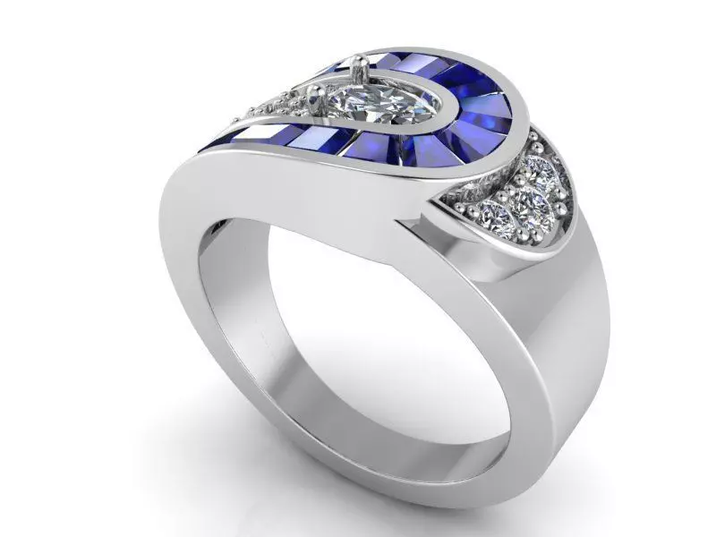 Halo ring oval stone 1475 3D print model 3D print model_0