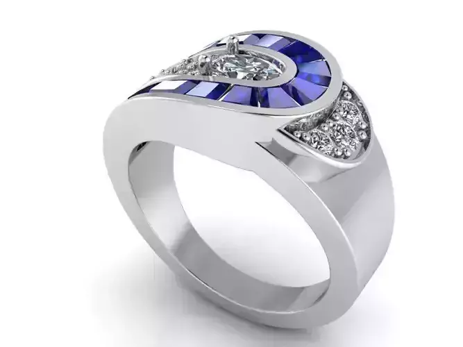 Halo ring oval stone 1475 3D print model