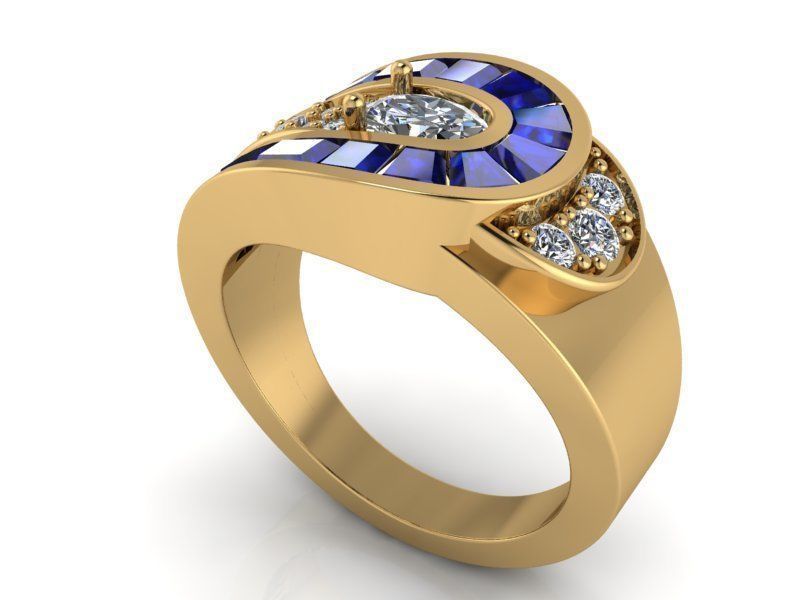 Halo ring oval stone 1475 3D print model 3D print model_2