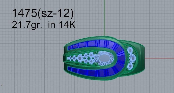 Halo ring oval stone 1475 3D print model 3D print model_5
