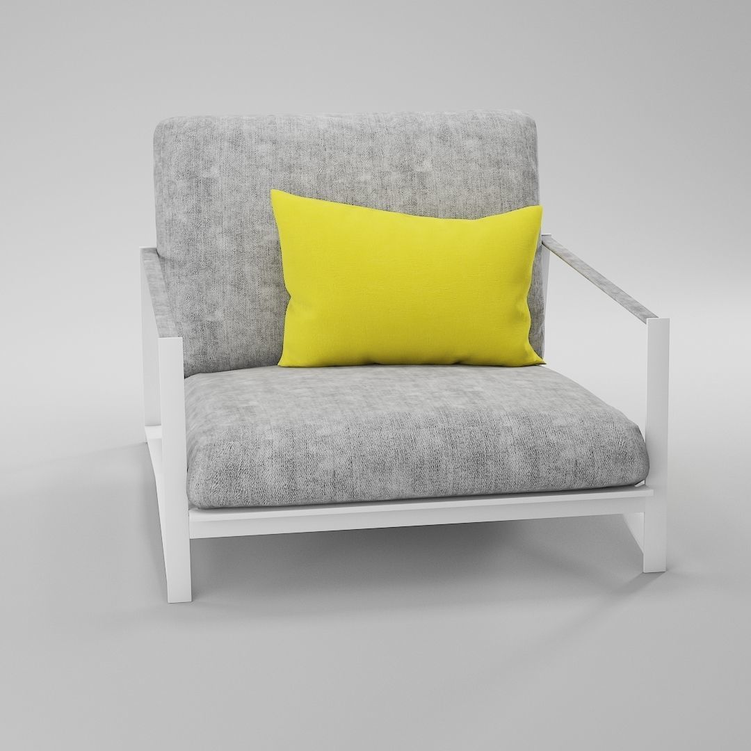 Lounge chair Low-poly 3D model_3