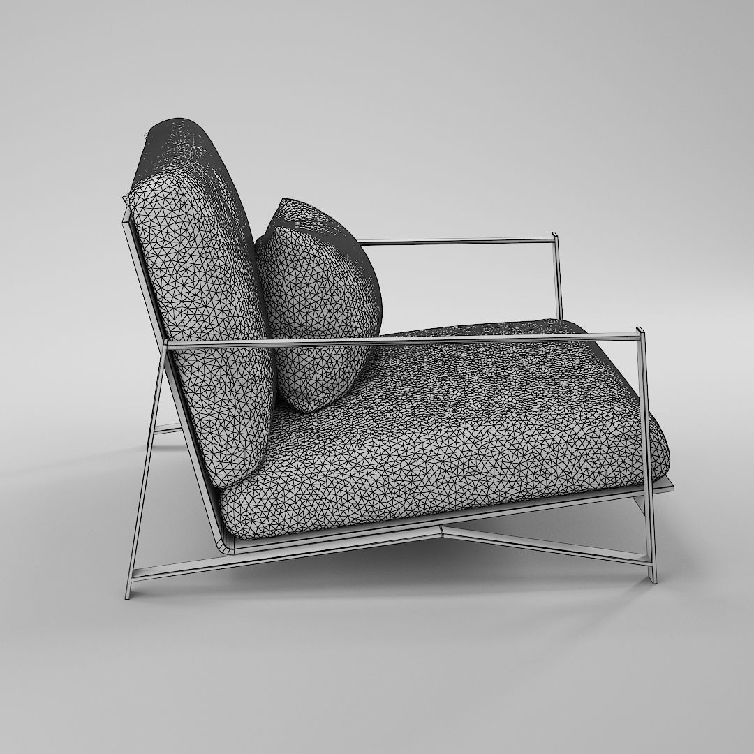 Lounge chair Low-poly 3D model_6