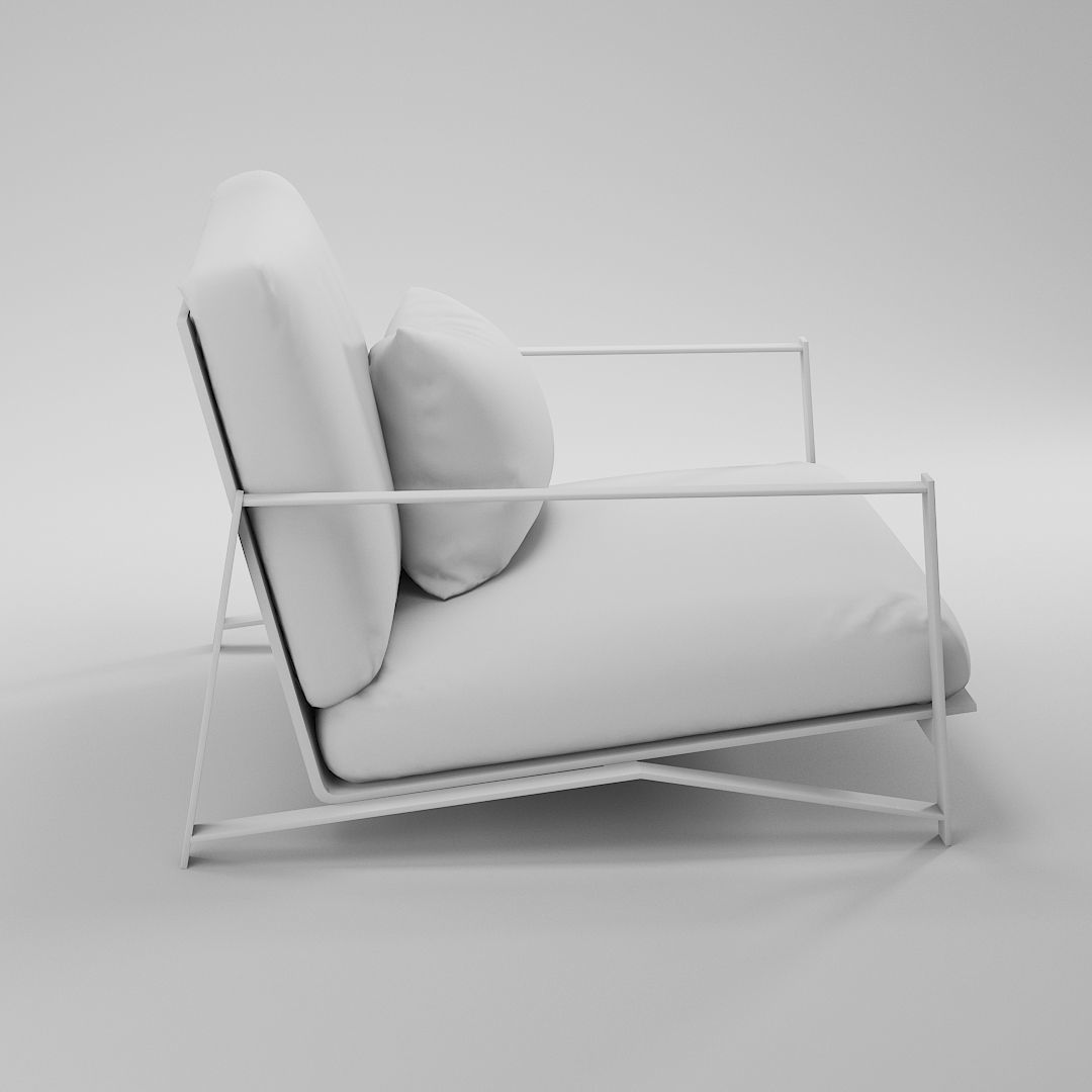 Lounge chair Low-poly 3D model_5