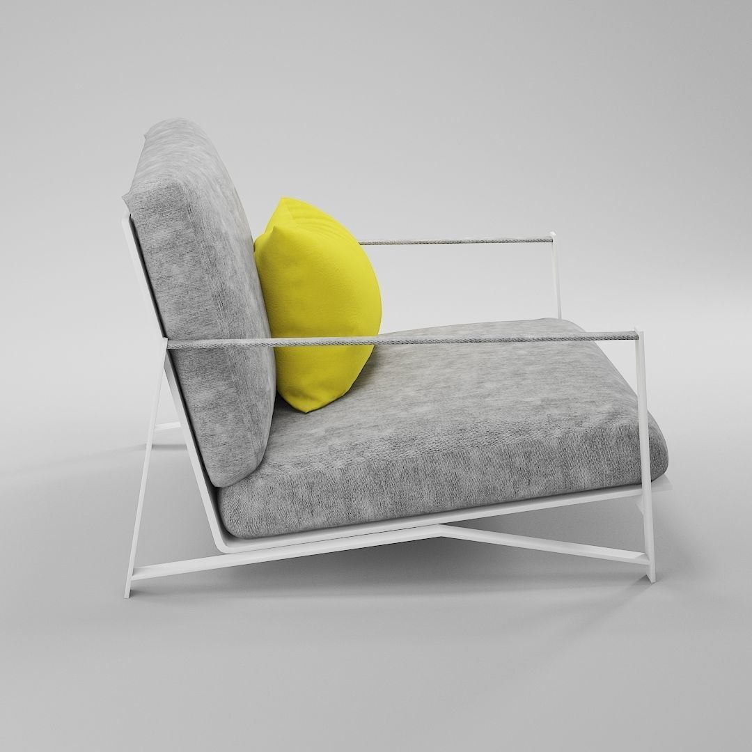 Lounge chair Low-poly 3D model_7