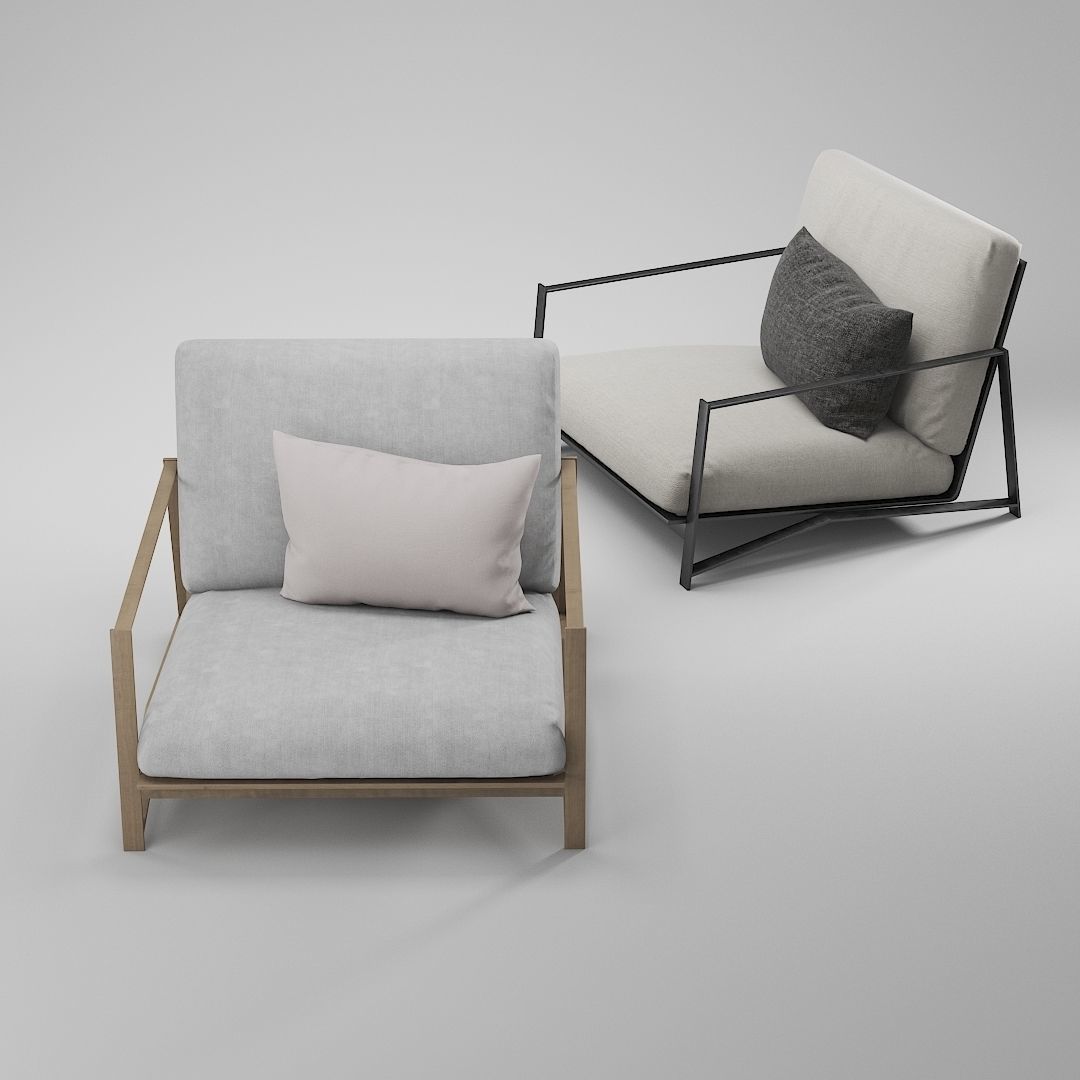 Lounge chair Low-poly 3D model_10