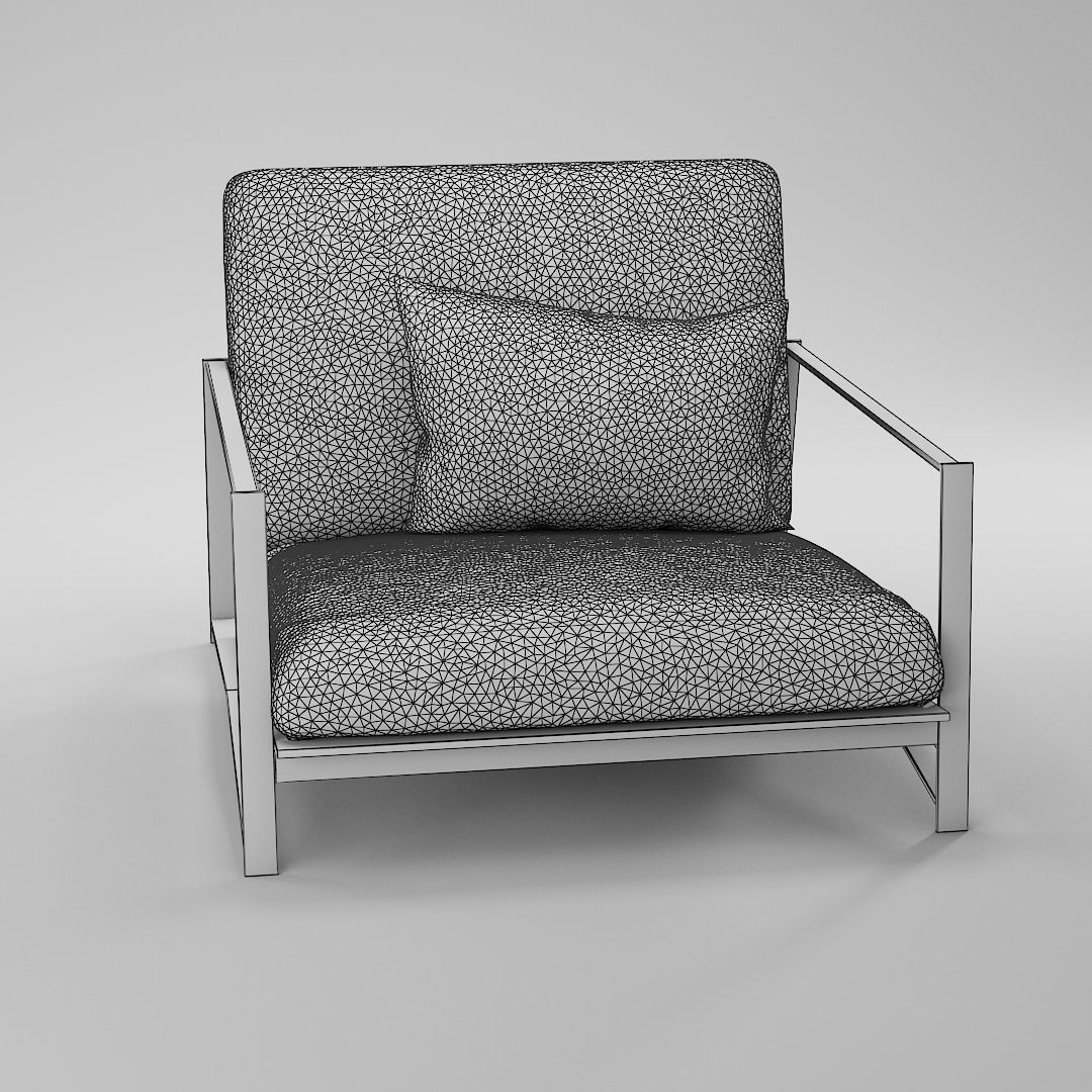 Lounge chair Low-poly 3D model_4