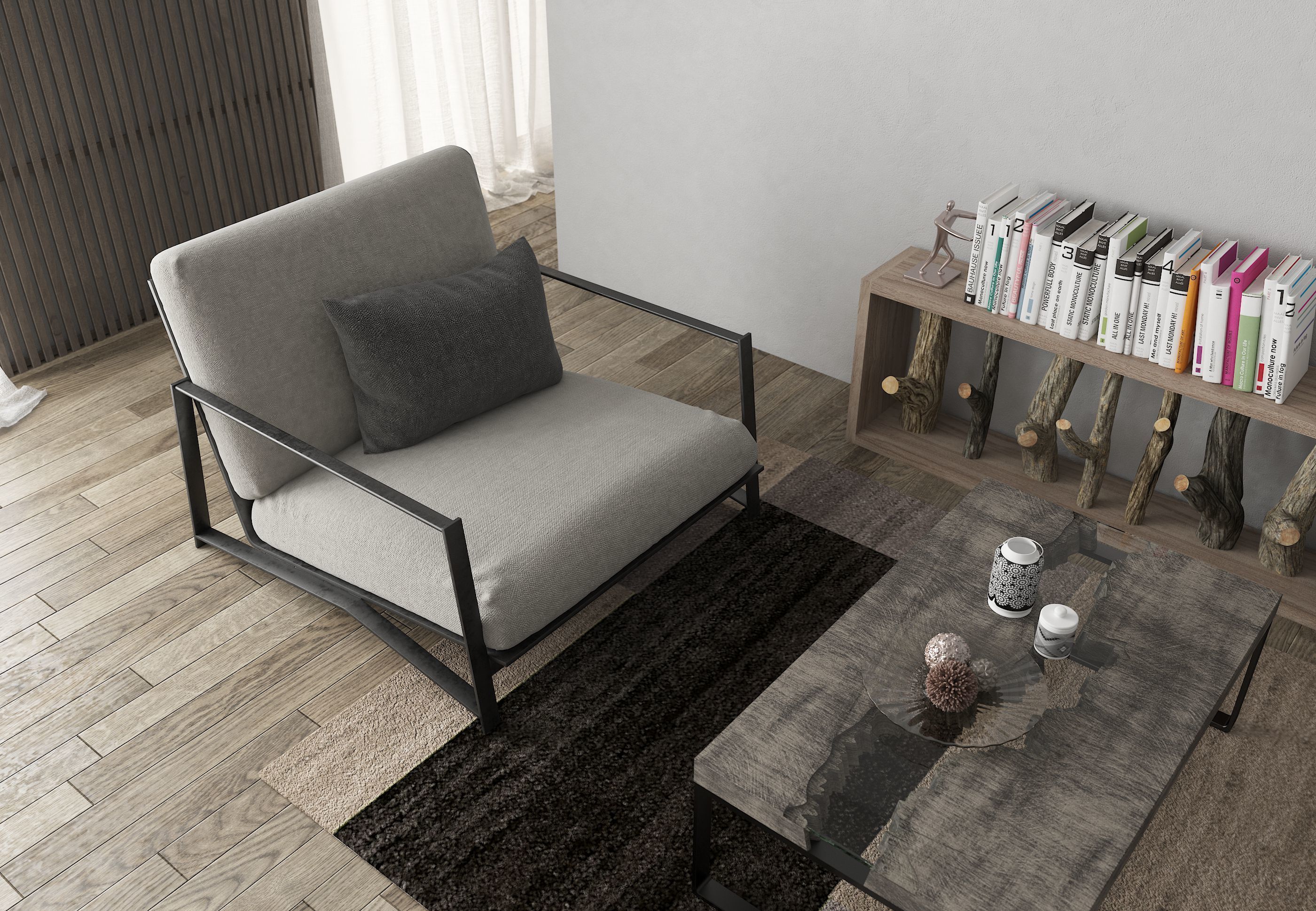 Lounge chair Low-poly 3D model_1