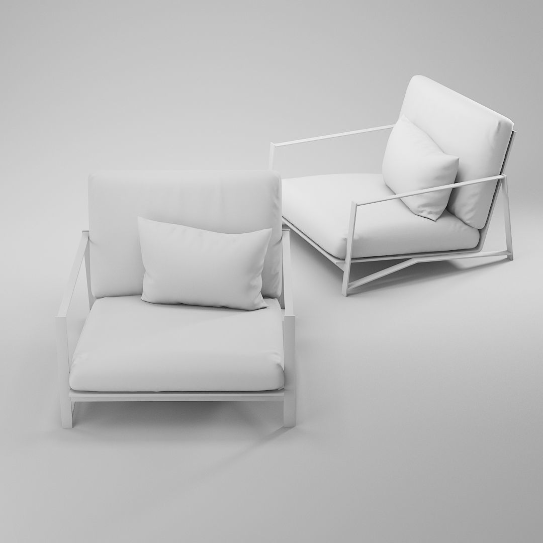 Lounge chair Low-poly 3D model_8