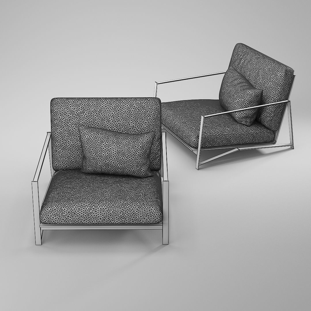 Lounge chair Low-poly 3D model_9