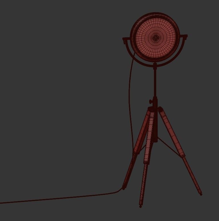 TRIPOD floor lamp with gold light 3D model_1