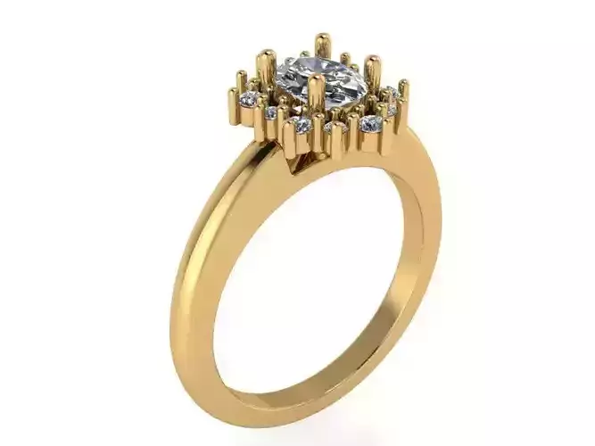 Diamond Ring with brilliant stones 1481 3D print model