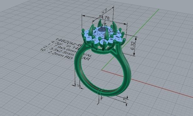 Basket Setting Diamond Ring 1482 3D print model 3D print model_5