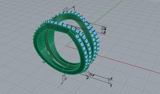 2-Row brilliant Ring 1483 3D print model 3D print model_5