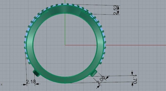 2-Row brilliant Ring 1483 3D print model 3D print model_6