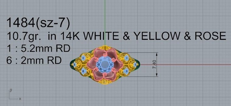 Floral diamond ring with brilliant stones 1484 3D print model 3D print model_4