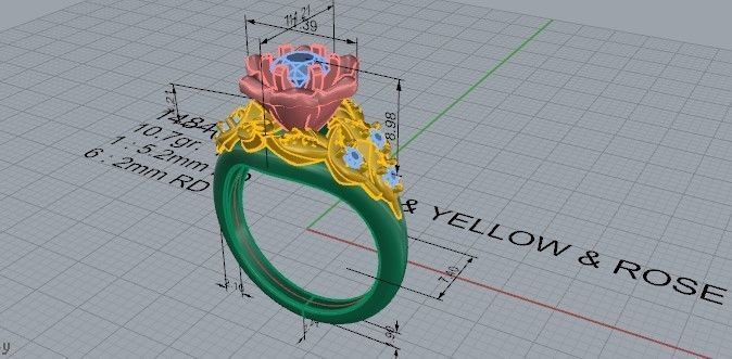 Floral diamond ring with brilliant stones 1484 3D print model 3D print model_5