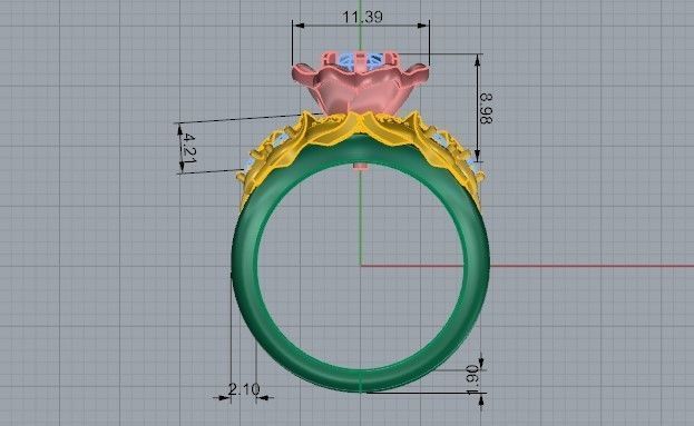 Floral diamond ring with brilliant stones 1484 3D print model 3D print model_6