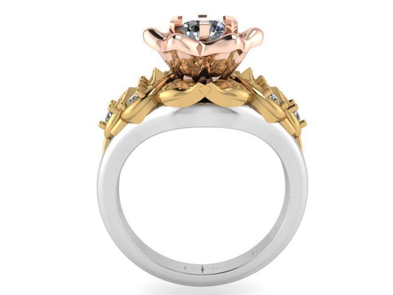 Floral diamond ring with brilliant stones 1484 3D print model 3D print model_1