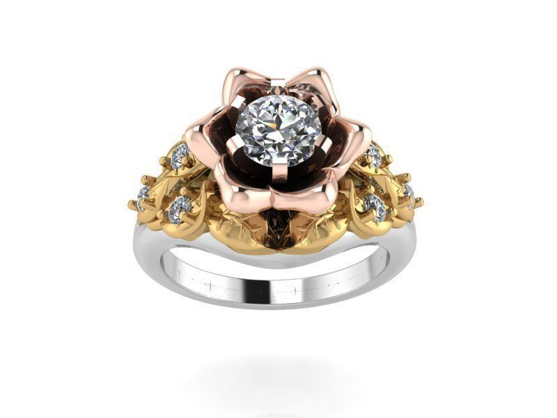Floral diamond ring with brilliant stones 1484 3D print model 3D print model_3