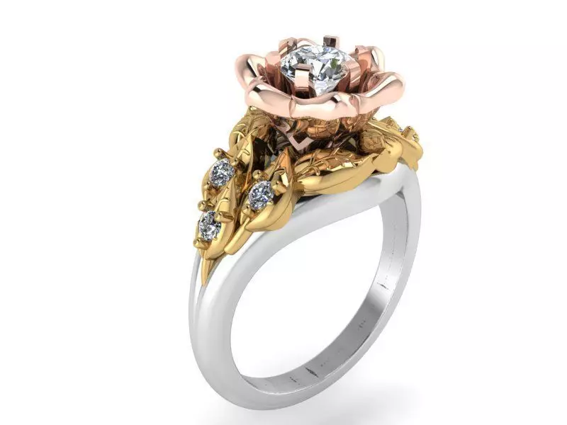 Floral diamond ring with brilliant stones 1484 3D print model 3D print model_0