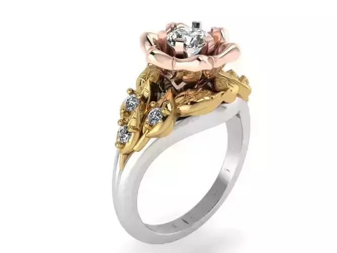 Floral diamond ring with brilliant stones 1484 3D print model