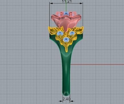 Floral diamond ring with brilliant stones 1484 3D print model 3D print model_7