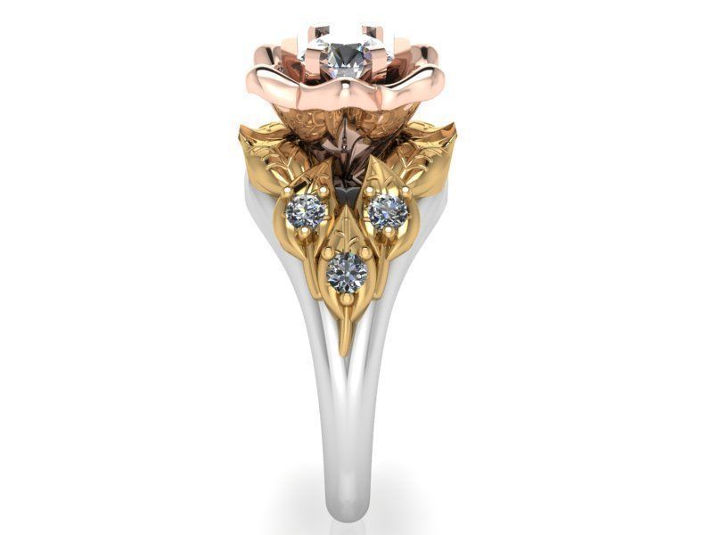 Floral diamond ring with brilliant stones 1484 3D print model 3D print model_2
