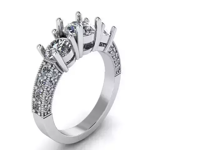 3-Stone Diamond ring 1486 3D print model
