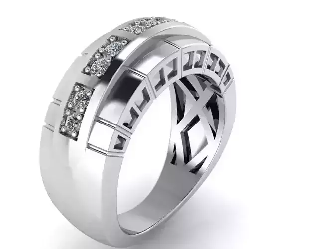 Ring with Brilliant stones 1489 3D print model