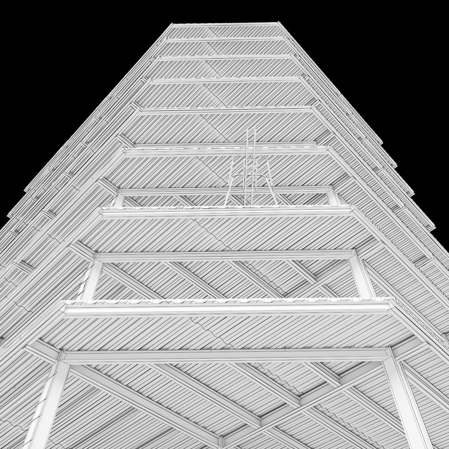 Steel Frame Building Low-poly 3D model_10