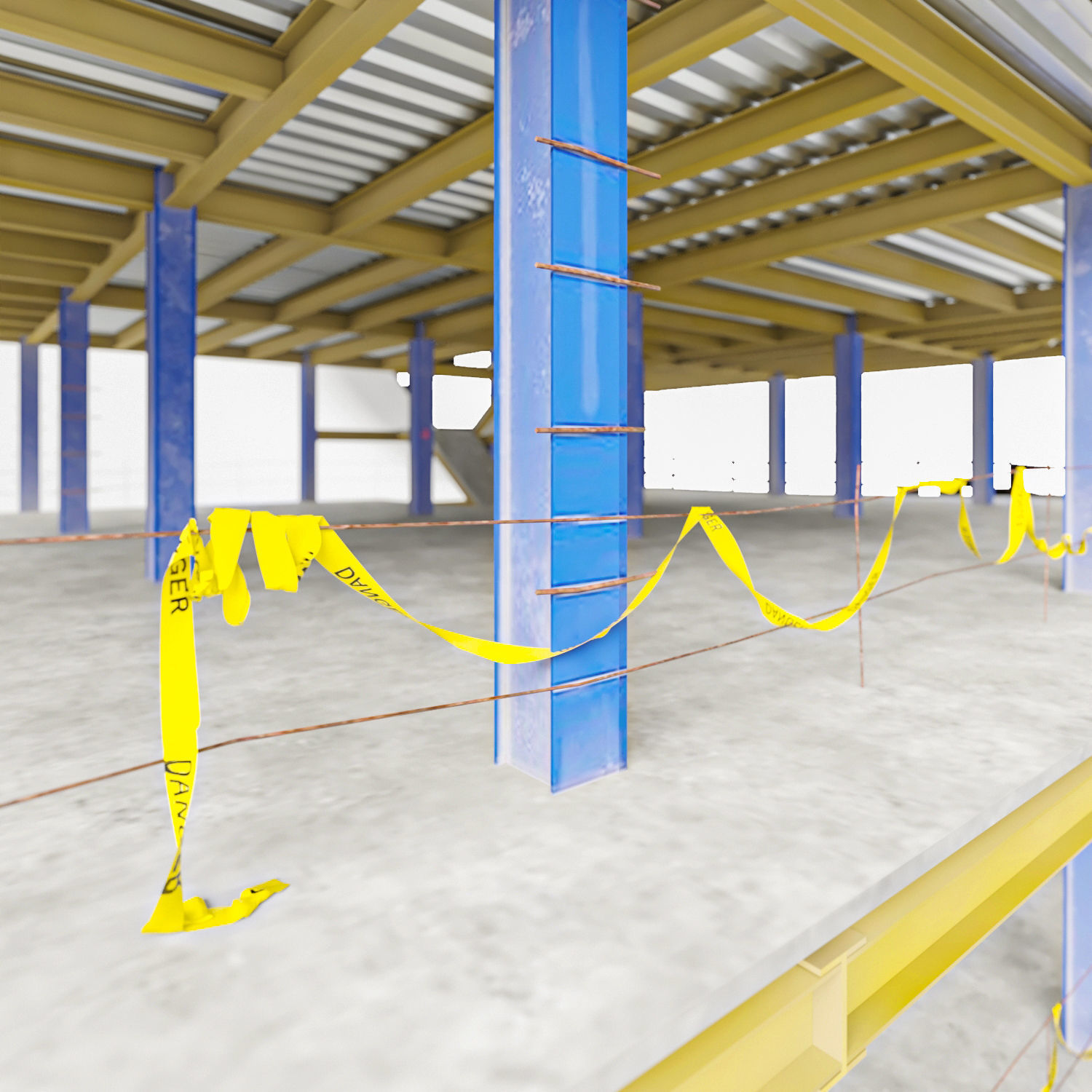 Steel Frame Building Low-poly 3D model_8