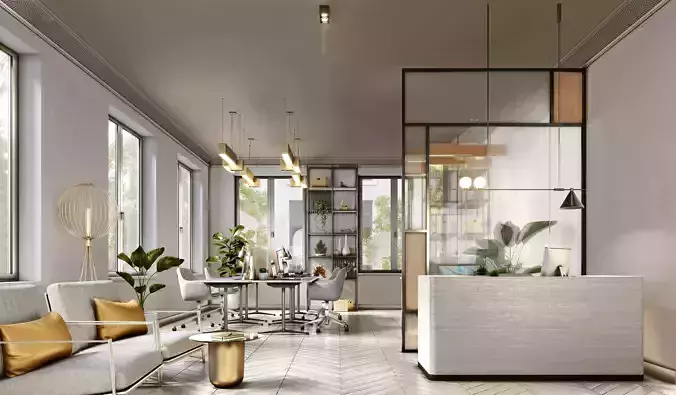 Office interior 3D model
