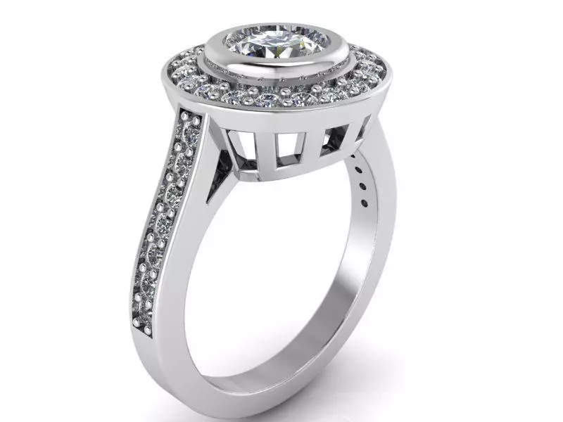 Oval Halo Diamond ring 1493 3D print model 3D print model_0