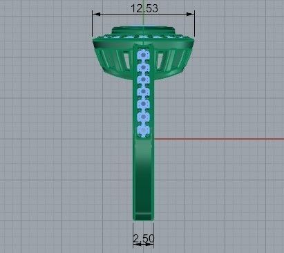 Oval Halo Diamond ring 1493 3D print model 3D print model_7