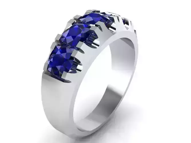 5-Stone Blue Diamond ring 1494 3D print model