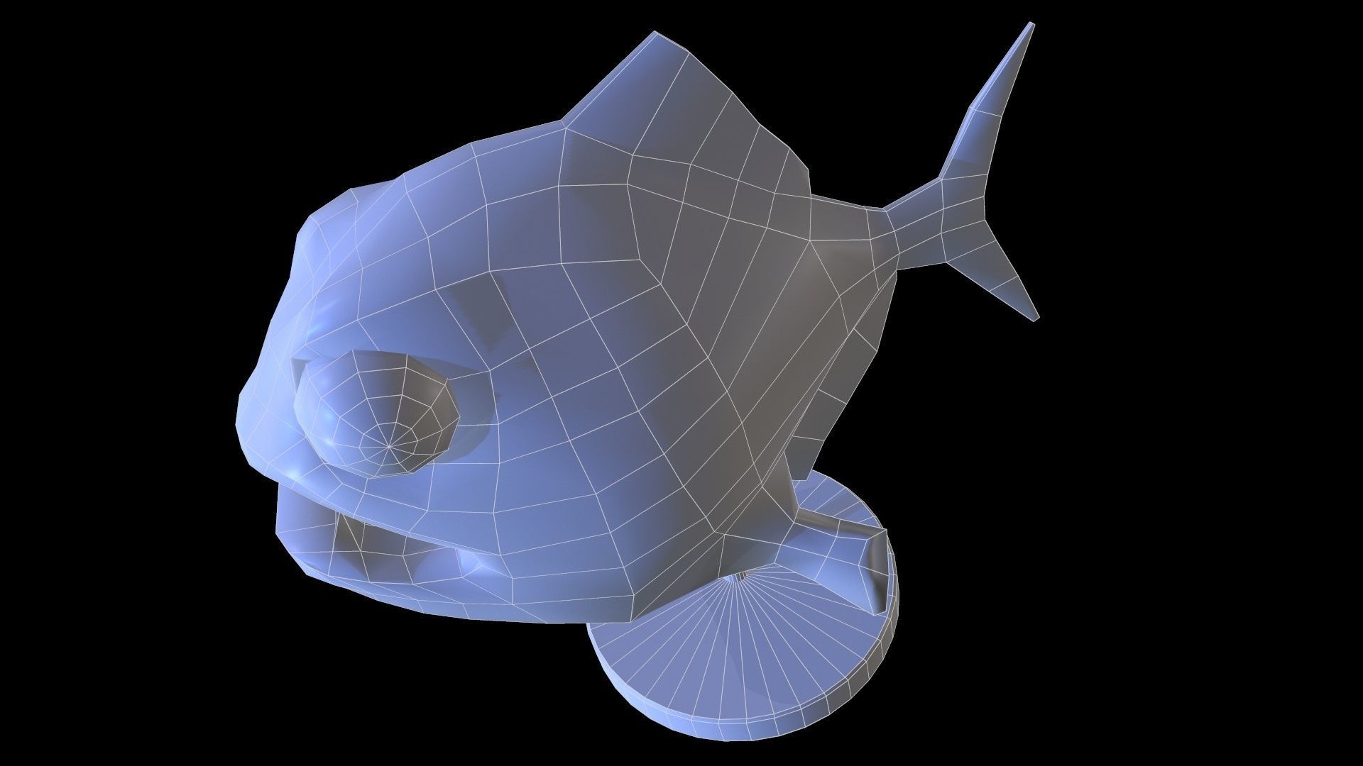 Staue Piranha Low-poly 3D model_16