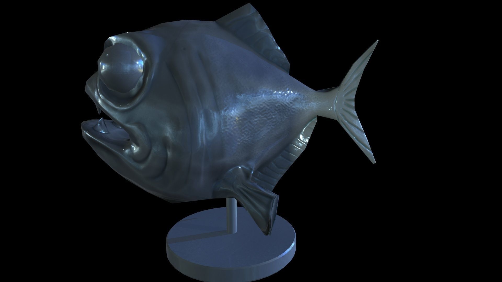 Staue Piranha Low-poly 3D model_7